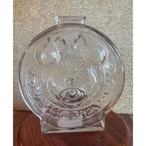 Vintage Anchor Hocking Glass Mickey & Minnie Coin Bank